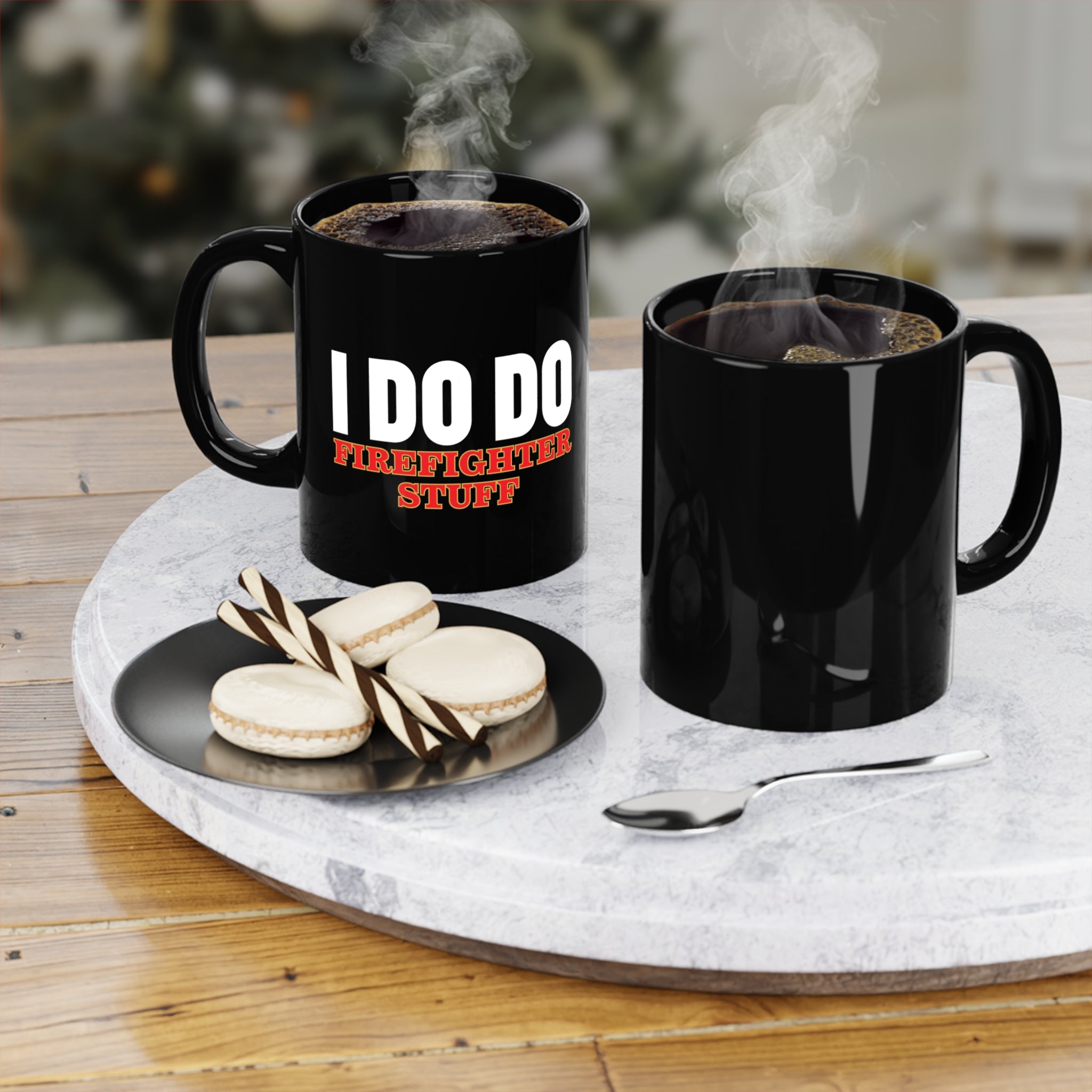 I DO DO FIREFIGHTER STUFF: Black Coffee Mug, 11oz for Firefighters